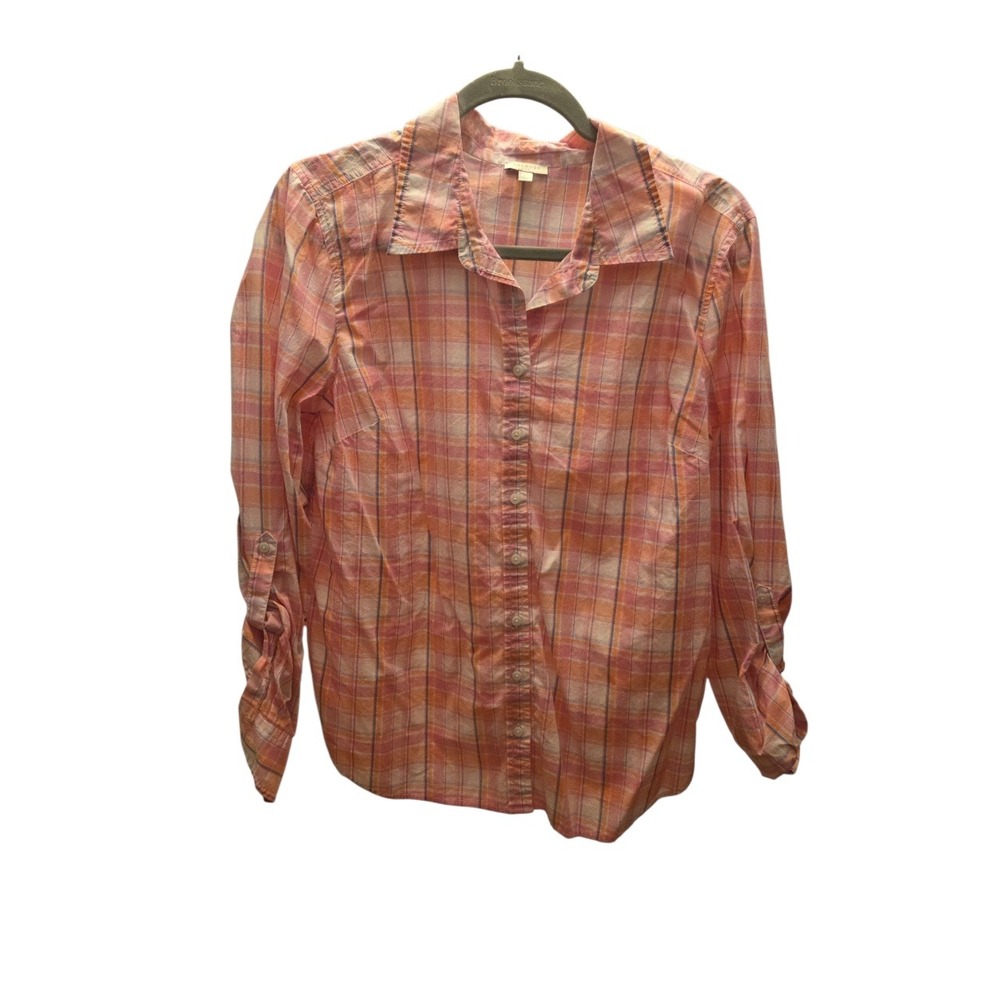 Talbots Pink Plaid Button-Up Shirt | Size Large